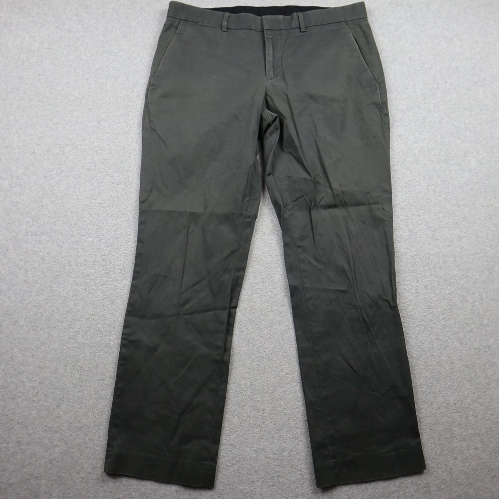 Express Pants Mens 32x30 Photographer Olive Green Slim Fit Flat Front Chinos